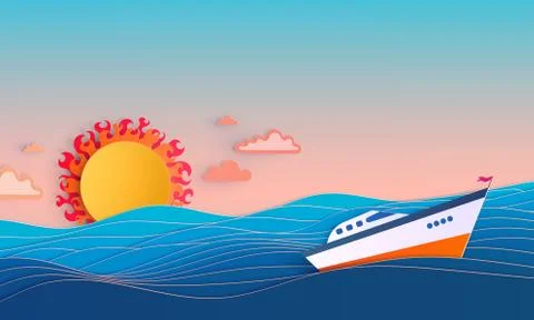 Travel paper cut vector Stock Illustration