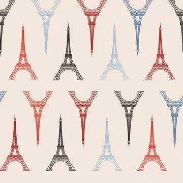 Travel Paris Seamless Pattern with Tower Stock Illustration