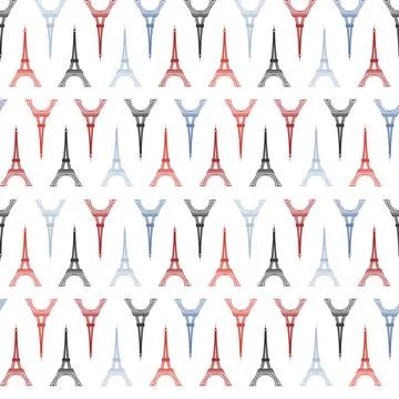 Travel Paris Seamless Pattern with Tower Illustrazione stock