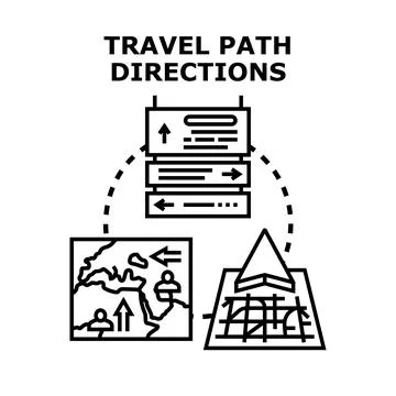 Travel path directions concept planning navigation Stock Illustration