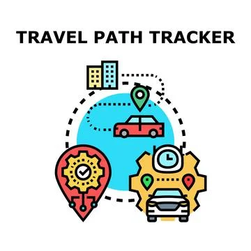 Travel path tracking and navigation system concept Stock Illustration