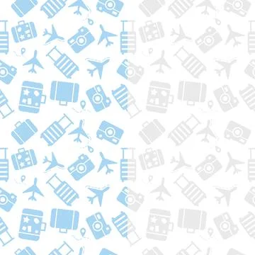 Travel pattern made from airplane camera icons Stock Illustration