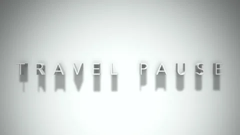 Travel pause 3D title animation white text on a white background Stock Footage 299702397