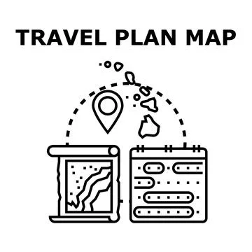 Travel plan map concept illustrating trip organization 스톡 일러스트