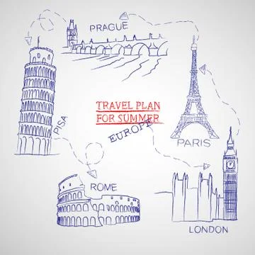 Travel plan for summer イラスト素材