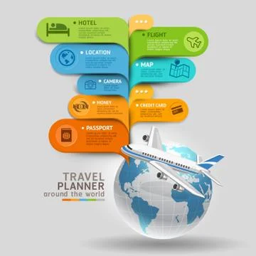 Travel Planner Around The World. Vector illustration. Stock-Illustration