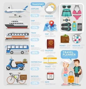 Travel planner infographics element. Vector illustration. 스톡 일러스트