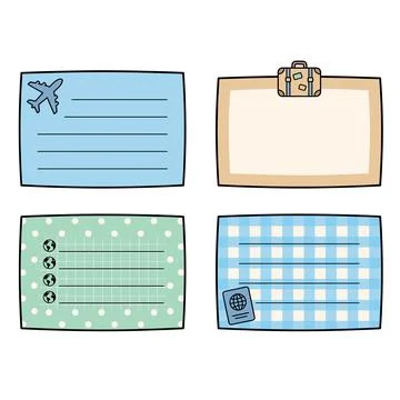 Travel Planner Sticky Note Bundle Illustrazione stock