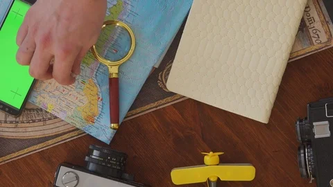 Travel planning concept on map Stock Footage 100587674