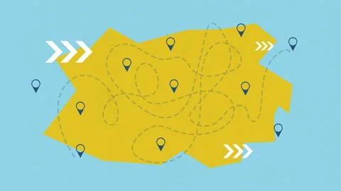 Travel planning involves creating a route map to explore new destinations and Stock Photos