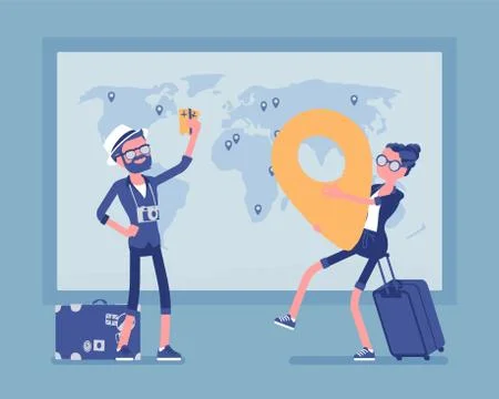 Travel planning at map Stock Illustration