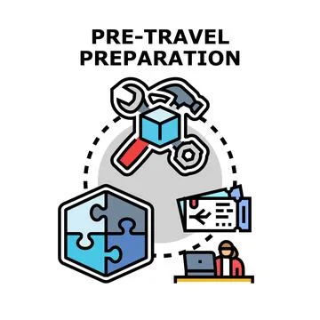 Travel planning process creating vacation logistics strategy Stock Illustration