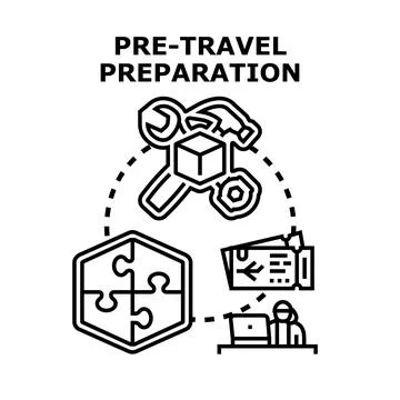 Travel planning process creating vacation logistics strategy 스톡 일러스트