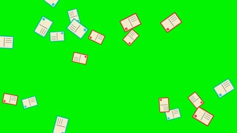 Travel postcards falling on green screen overlay 4K 스톡 동영상 337062513