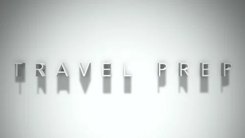 Travel Prep 3D title animation with shadows on a white background Stock Footage 296690738
