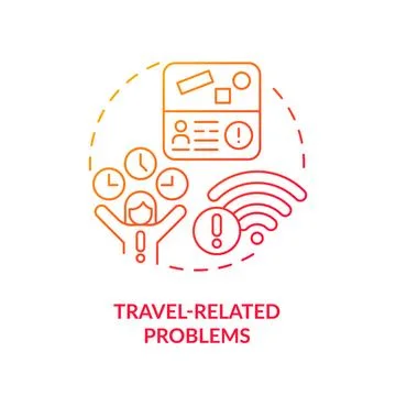 Travel related problems red gradient concept icon Stock Illustration