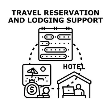Travel reservation and lodging support for vacation planning Stock Illustration