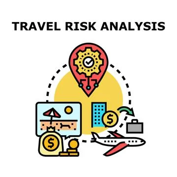 Travel risk analysis analyzing trip and vacation investments Stock Illustration