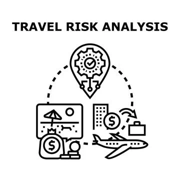 Travel risk analysis analyzing trip and vacation investments 스톡 일러스트