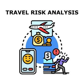 Travel risk analysis planning for safe journeys Stockillustratie