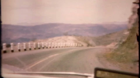 Travel on Route 66 filmed from inside car 1950s vintage film home movie 1833 Stock Footage 47791342