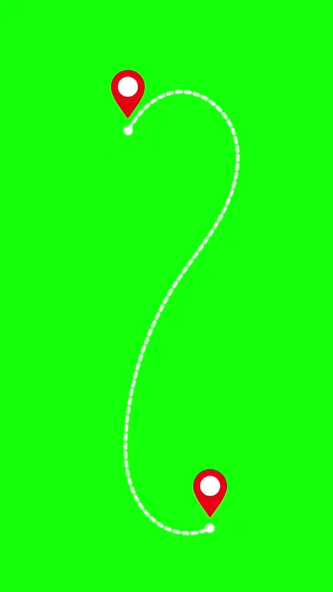 Travel Route Animation with Red Map Location Pins and Curved Dotted Path Video stock 317419283
