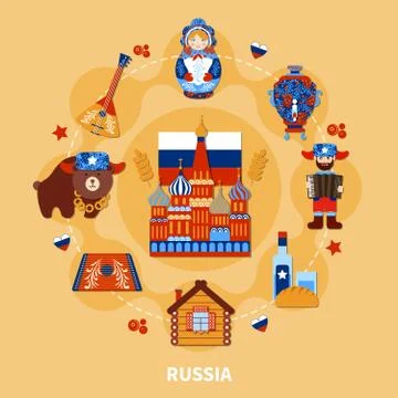Travel To Russia Composition Stock Illustration