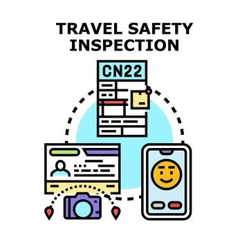 Travel safety inspection process checking documents and digital data Stock Illustration