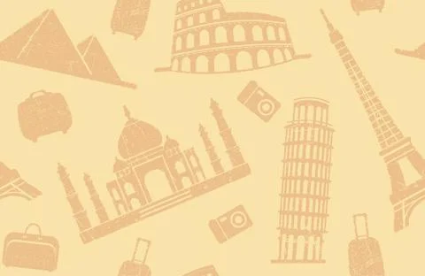 Travel seamless background Stock Illustration