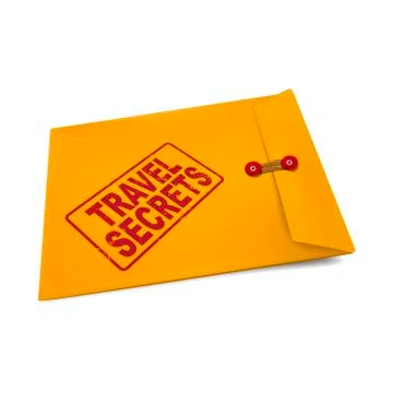 Travel secrets on manila envelope Illustrazione stock