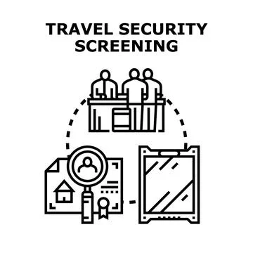 Travel security screening people verifying documents preparing for journey Stockillustratie