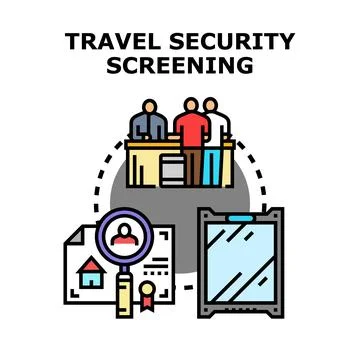 Travel security screening people verifying documents preparing for journey Stock Illustration