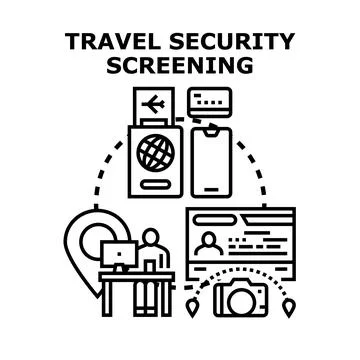 Travel security screening process with agent checking documents Stock Illustration
