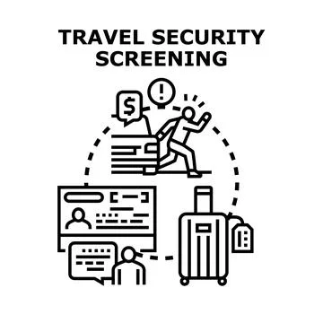 Travel security screening process for passengers concept Stock Illustration
