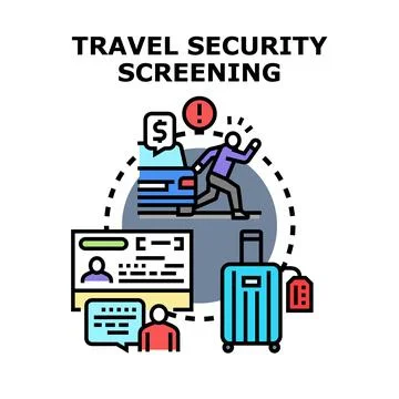 Travel security screening process for passengers concept Stock Illustration