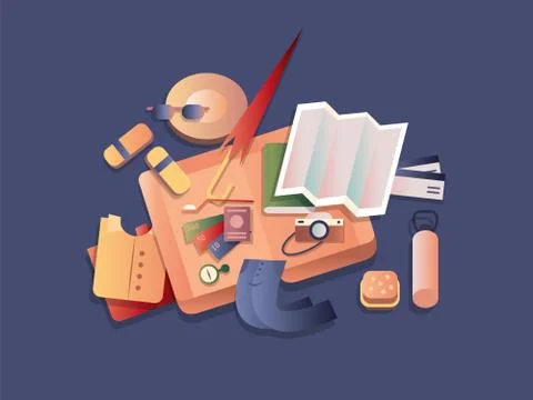 Travel set objects Stock Illustration