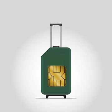 Travel SIM vector illustration. Roaming. Luggage. Stock Illustration