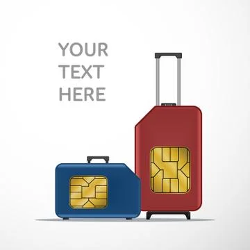 Travel SIM vector illustration. Roaming. Luggage. Stock Illustration