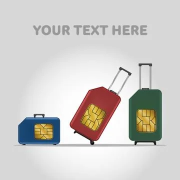 Travel SIM vector illustration. Roaming. Luggage. Stock Illustration