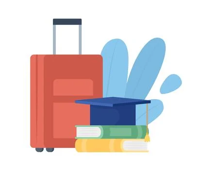 Travel to study semi flat color vector object 库存插图