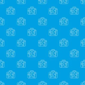 Travel suitcase pattern vector seamless blue Stock Illustration