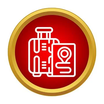 Travel suitcase with pin pointer map icon Stock Illustration
