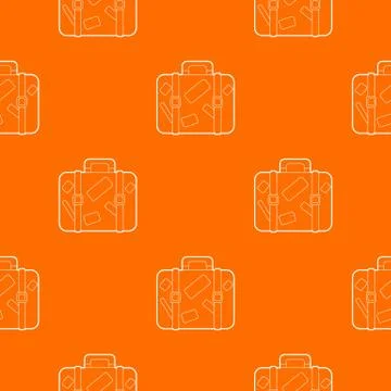 Travel suitcase with stickers pattern vector orange Stock Illustration