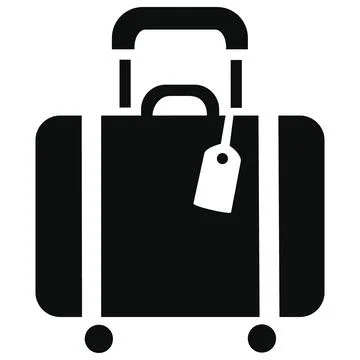 Travel Suitcase with Tag Vector Icon Stock Illustration