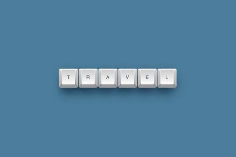 Travel text on a 3d keyboard button with shadow concept series 스톡 일러스트