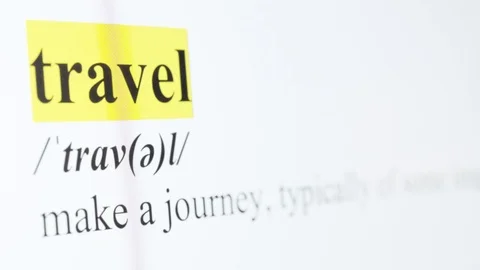 Travel Text Macro Shot Highlighted in Yellow Color On Computer Screen Stock Footage 123224490
