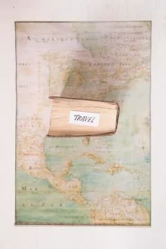 Travel text. Map created by Claude Bernou, published in 1681 Stock Photos