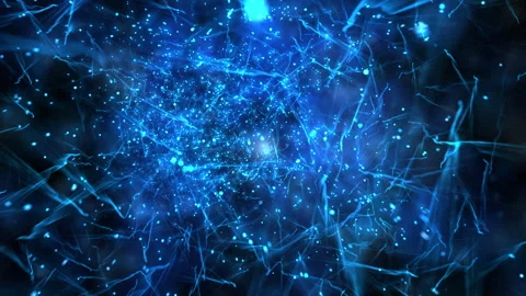 Travel Through Abstract Blue Energy Network Particles and Digital Connections Stock-Footage 334062653