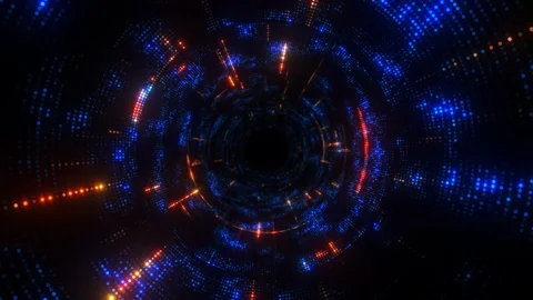 Travel through abstract dotted technology digital tunnel. Circle shape. Stock Footage 127938288