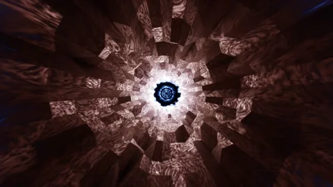 Travel through abstract dotted technology digital tunnel. Circle shape. Stock Footage 300655481